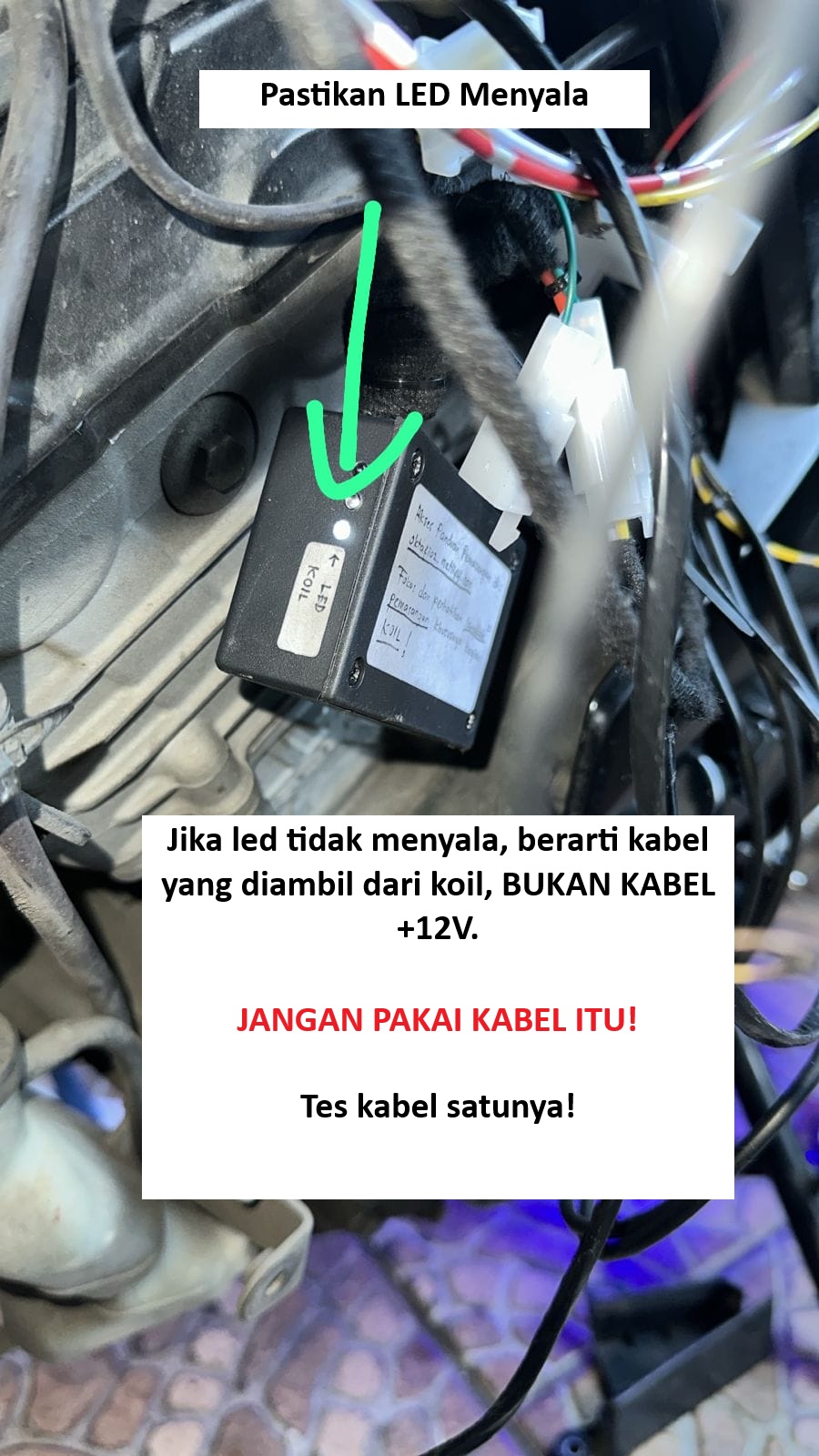 LED indikator pada modul menyala
